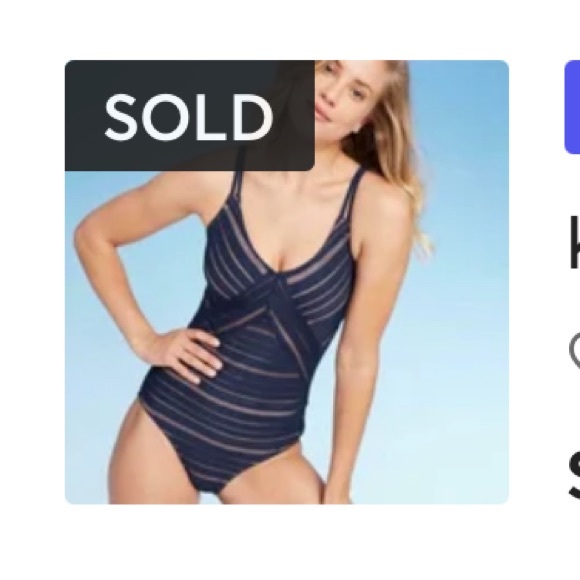 Kona Sol Other - 💗SOLD💗 Kona Sol Navy Blue and Nude crochet, one piece women’s bathing suit